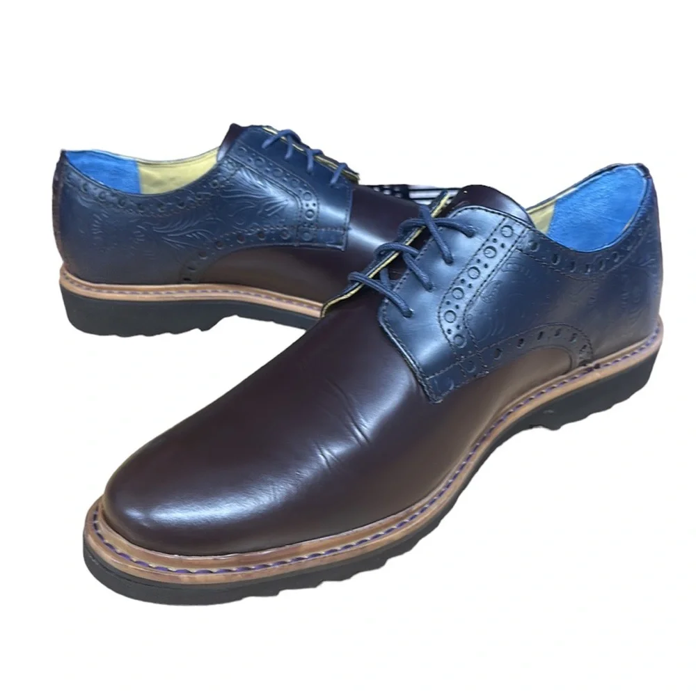 Robert Graham Bethune Derby Dress Business Brown Black Men's Leather Shoes 13 M